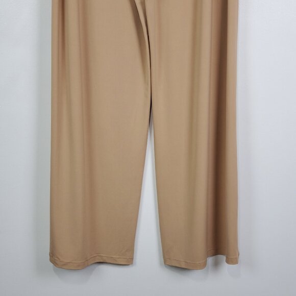 Bob Mackie Wearable Art Pull-On Stretchy Wide Leg Tan Pants Size L - Picture 7 of 12